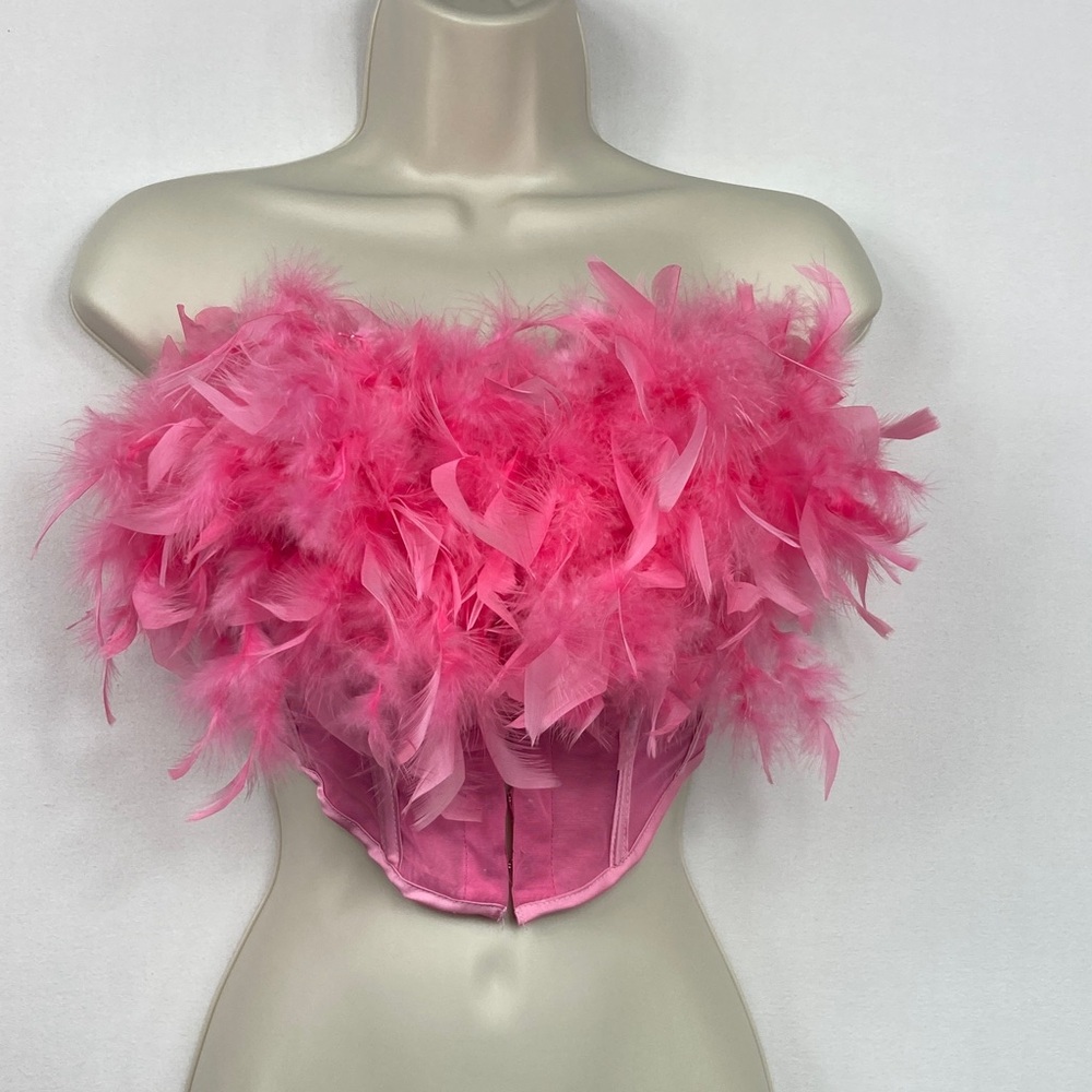 Pink Feather Strapless Corset XS…….$4.99 shipping
